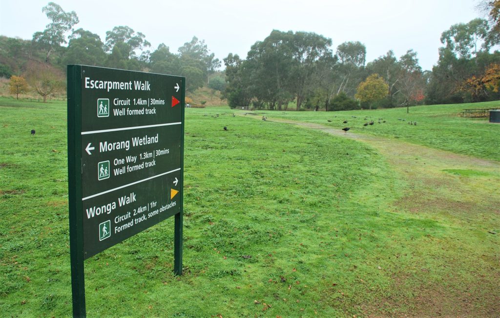 image showing a sign leading to walks at Le Page Homestead